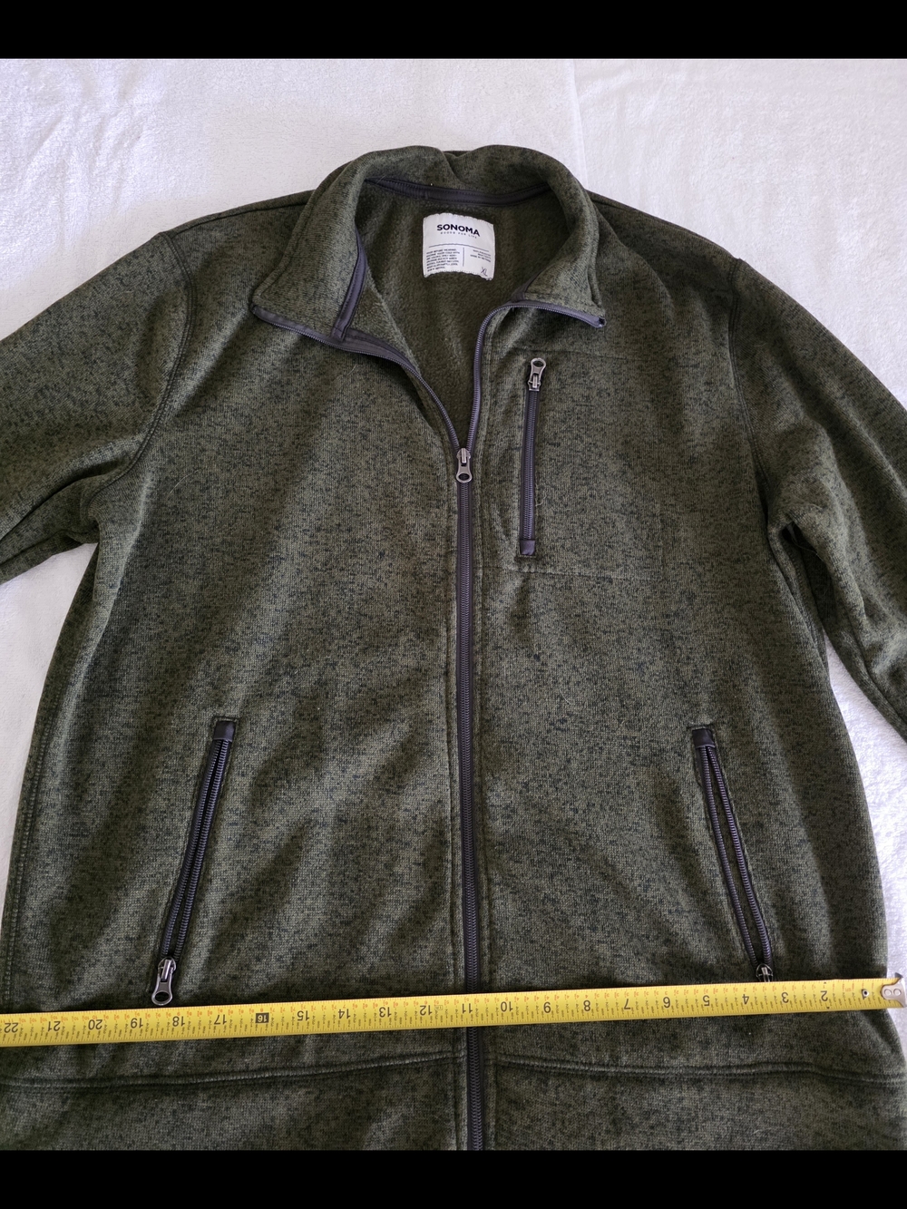 Sonoma Olive Green Zip-Up Knit Jacket